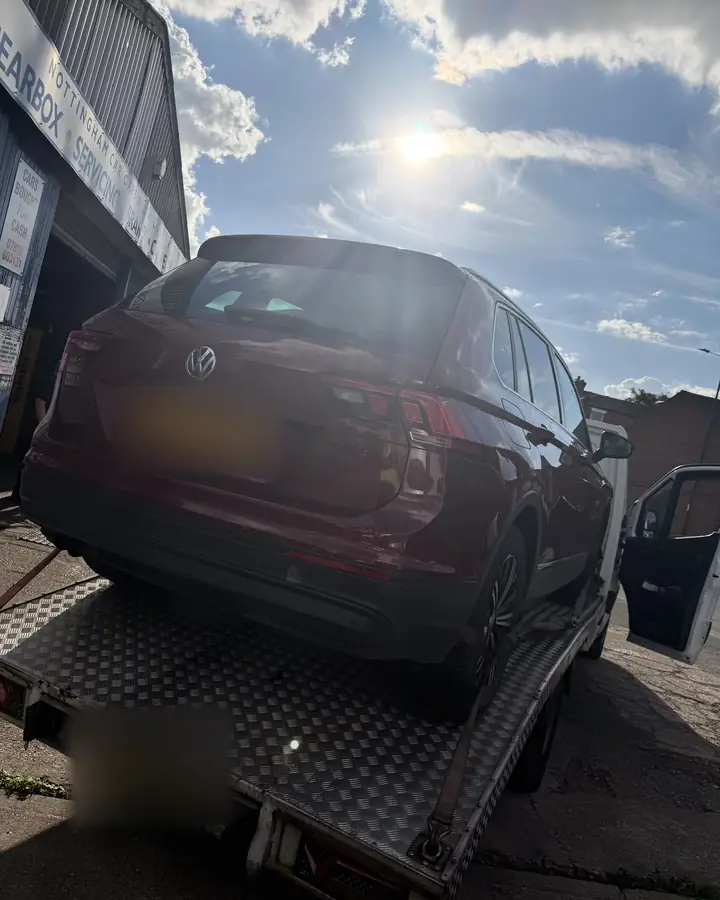VW Tiguan dropped at a gearbox garage